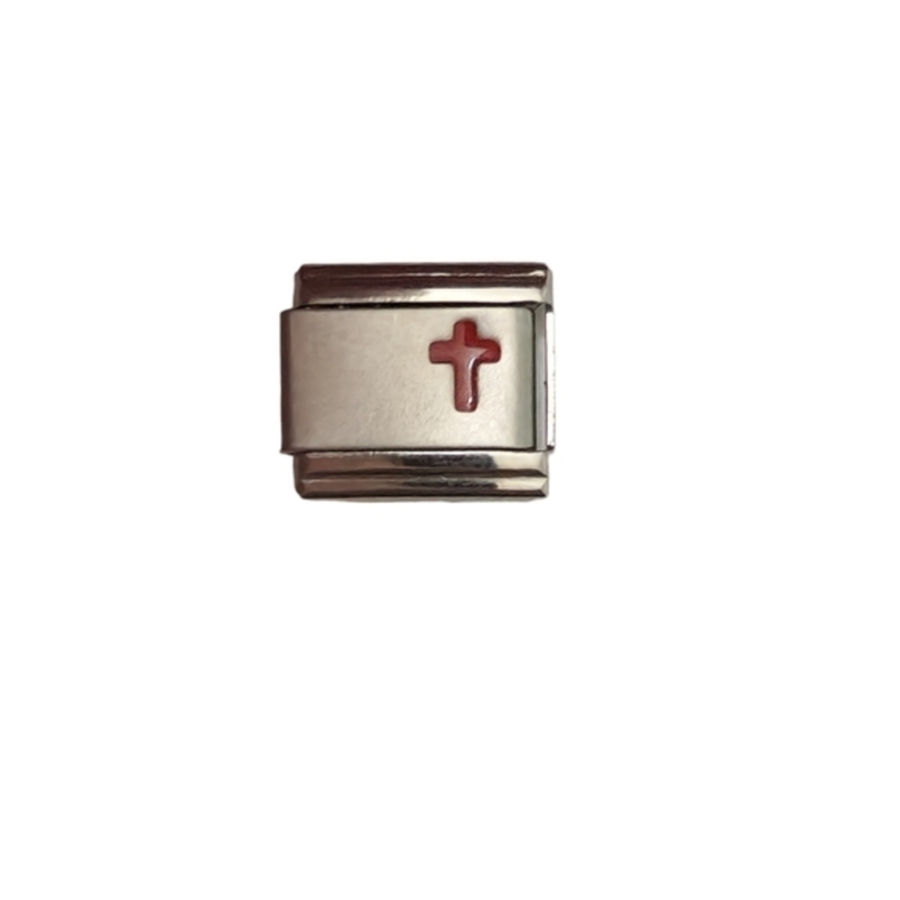 Italian Charmlink for Italian Charm Bracelet Red Cross 9mm